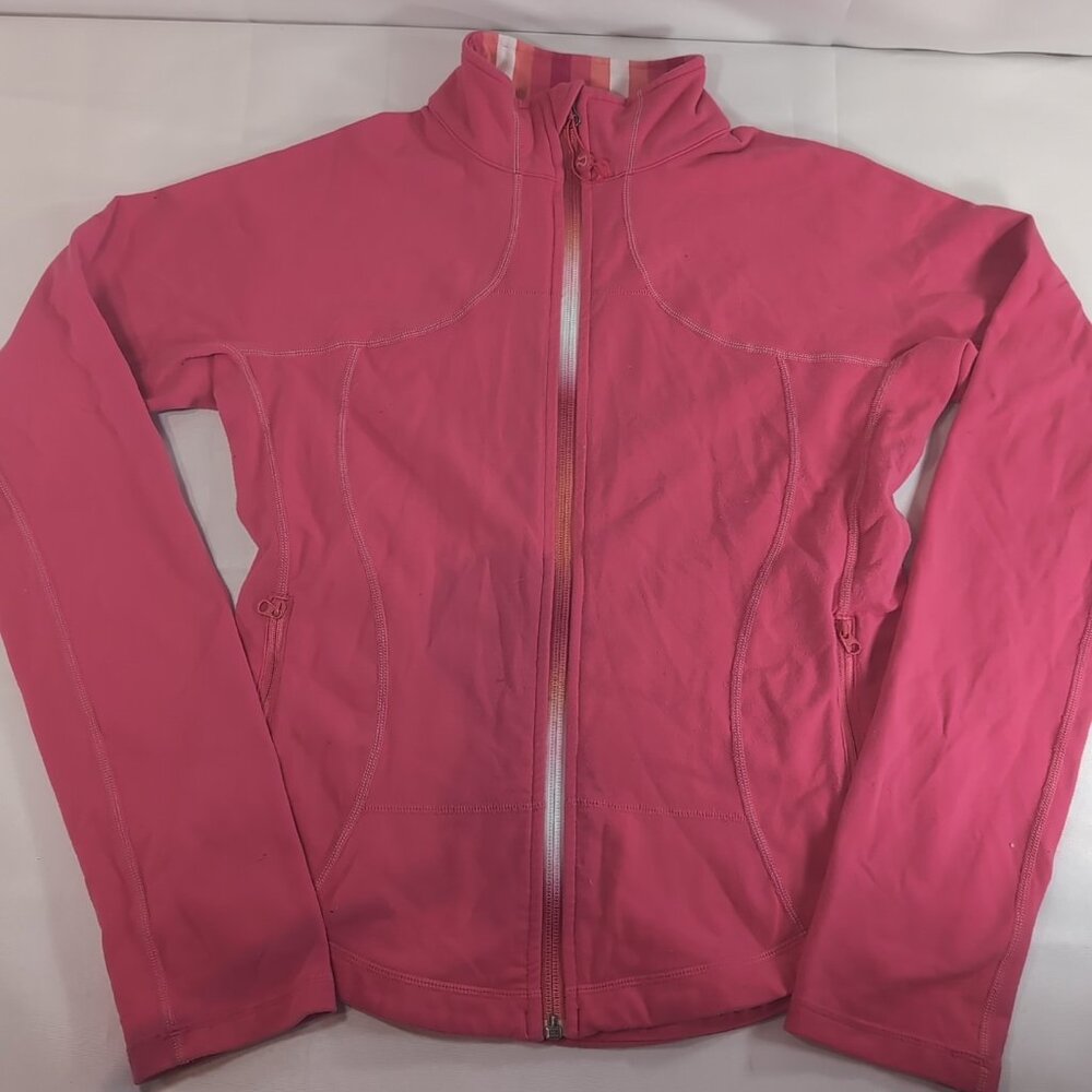 Lululemon Pink Orange Swiftly Tech Sweater Long Sleeve Zip Women 8 Define Jacket